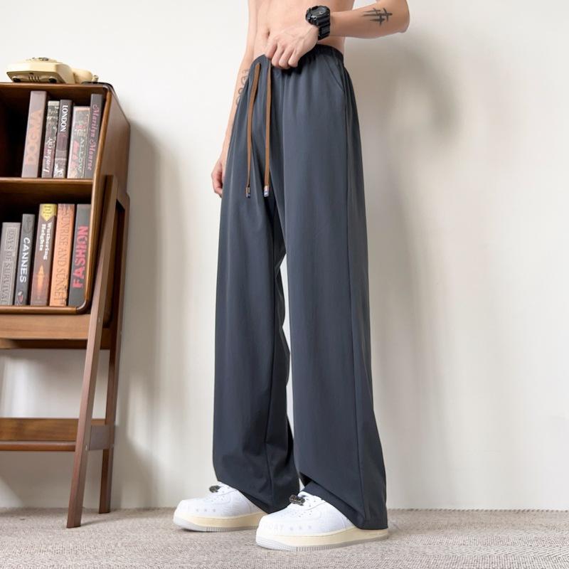 Thin Casual Pants for Men, Straight and Drawstring, Laid-back and Stylish, Cool and Trendy New Style, Popular Hong Kong Style