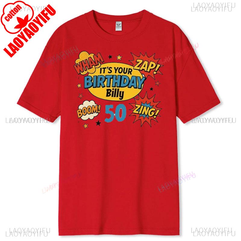 Personalised 50th Birthday Tshirt Wham Zap Retro Comic Book Style Design on Bella and Canvas Premium Tee Fast UK Tracked