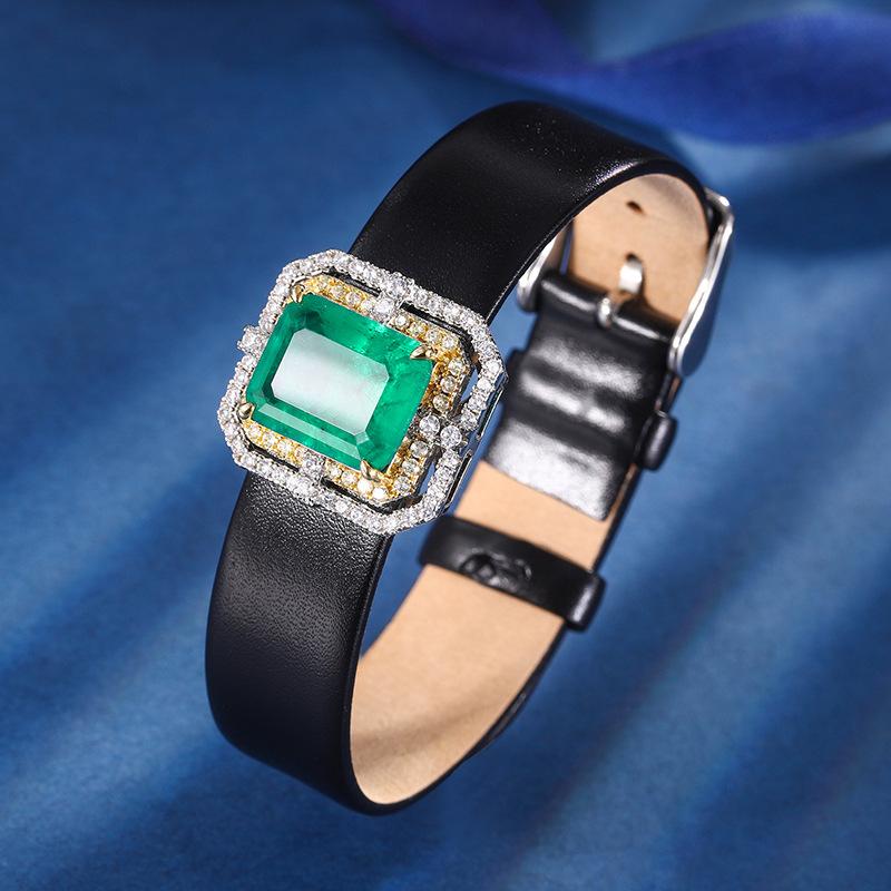 Schmuck Kupferboden Vergoldet Simulationssmaragd Quadrat Handgelenk Damen Set 12 * 16-12 * 14