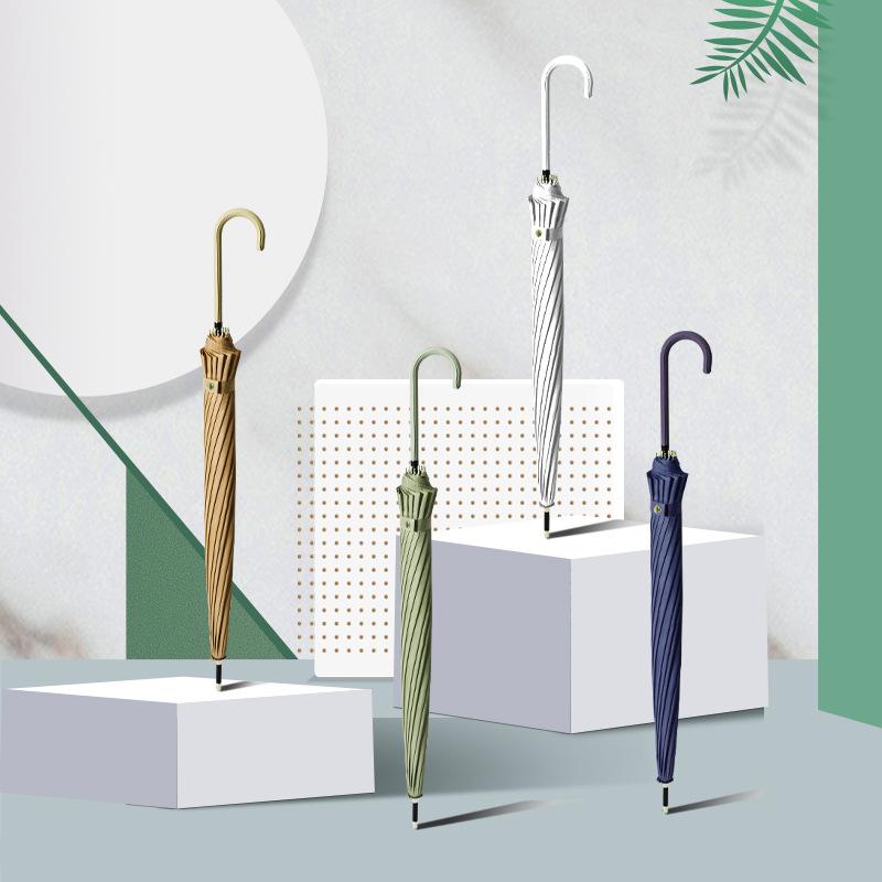 Long-handled anti-wind umbrella, large 16-bone literary woman, light and easy to carry, anti-wind umbrella characters