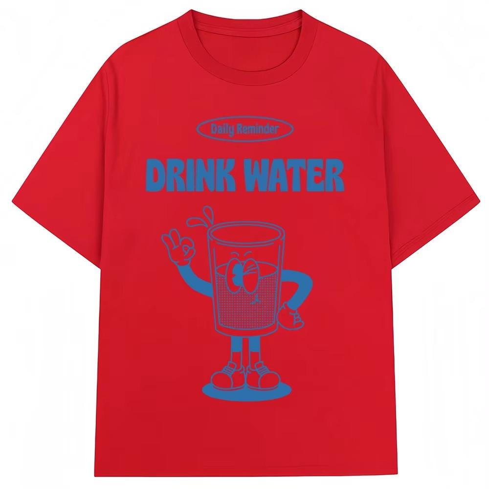 

Funny Drink Water Daily Reminder Tshirt Korean Fashion Aesthetic Unisex WOMEN Harajuku T-shirt Oversized Cotton Casual Y2K T-shirts L