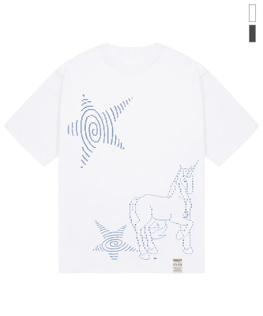 GRAVER [Unisex] Ascii Unicorn Short Sleeve T-Shirt_2 Colors