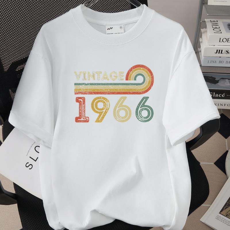 HighQuality Cotton TShirt for Unisex 1966 60th Birthday Unisex Loose Oversized Clothing O Neck Short Sleeve Tees Streetwear Top