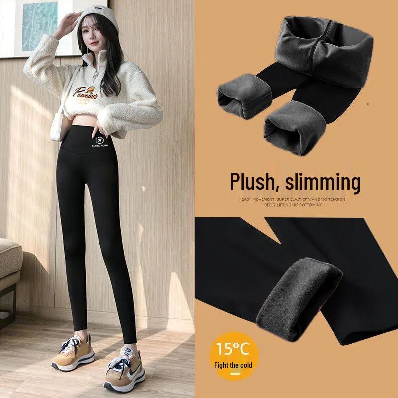 Women's High-Waisted Fleece-Lined Shark Pants - Warm Barbie Yoga Leggings for Autumn/Winter