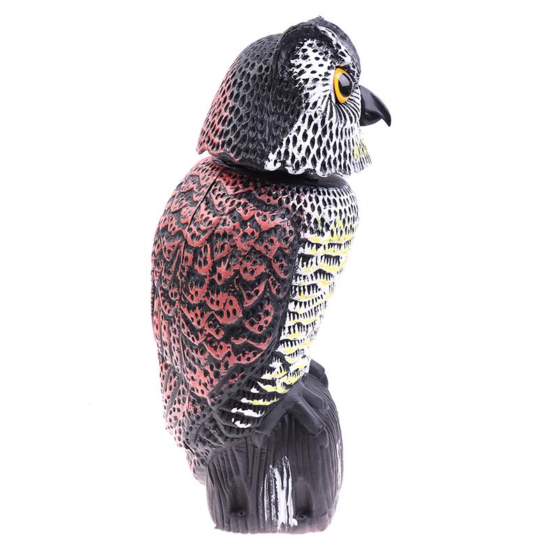 Realistic Bird Scarer Rotating Head Sound Owl Prowler Decoy Protection Repellent