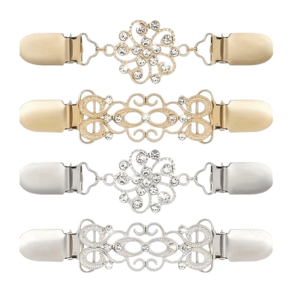 4 pcs Zinc Zinc Alloy Sweater Clips Flower Shawl Collar Clips Outfit Decoration Clothing Fastener Clips Shirt