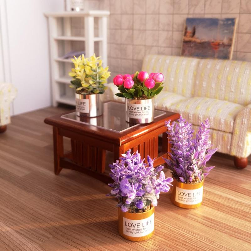 1:12 mini kvetov v kvetináčoch Domček pre bábiky Miniatúrne kvety Rozprávková záhradná ozdoba Domček pre bábiky Dekorácia Bonsai Hračka pre deti