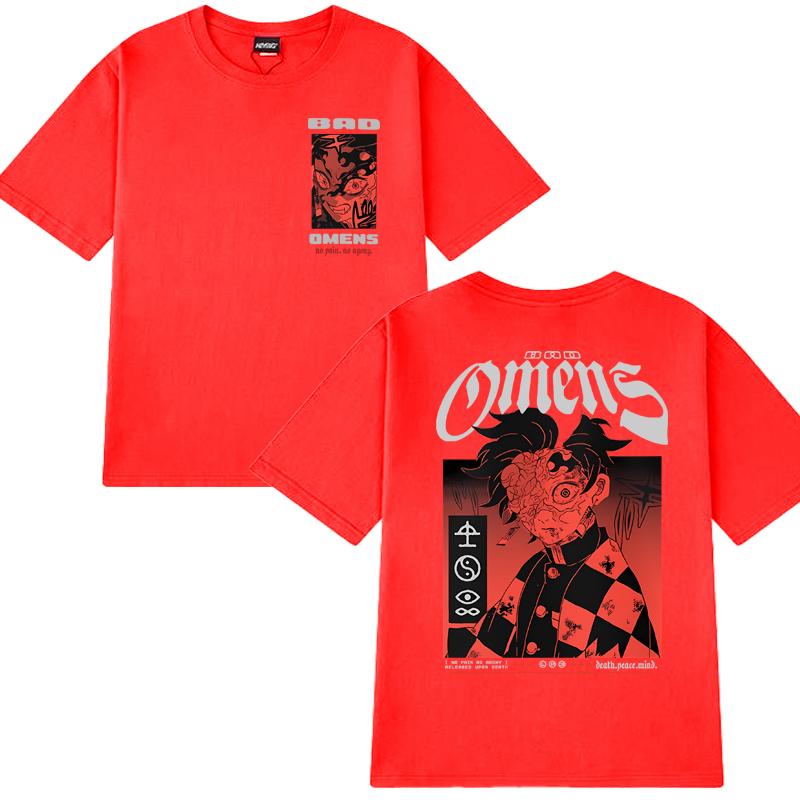 Gothic Bad Omens Démon oboustranný potisk tričko Pánské Dámské vintage Hip Hop streetwear Unisex 100% bavlna trička s krátkým rukávem