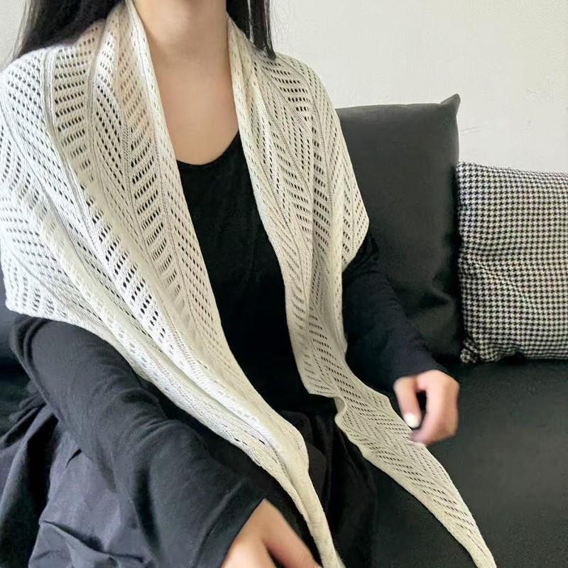 

Women s Black Tencel Knit Triangle Scarf - Lightweight Summer Ice Silk Shawl & Sun Protection Cape