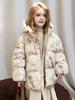 Floral Girls' Down Jacket 2025: Winter Outerwear for Medium & Large Kids, 90% Down