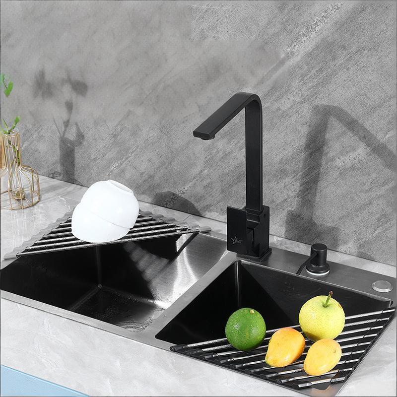 Roll Up Triangle Dish Drying Rack Kitchen Sink Organizer Corner Over The Sink Sponge Rag Holder Foldable Stainless Steel Drainer