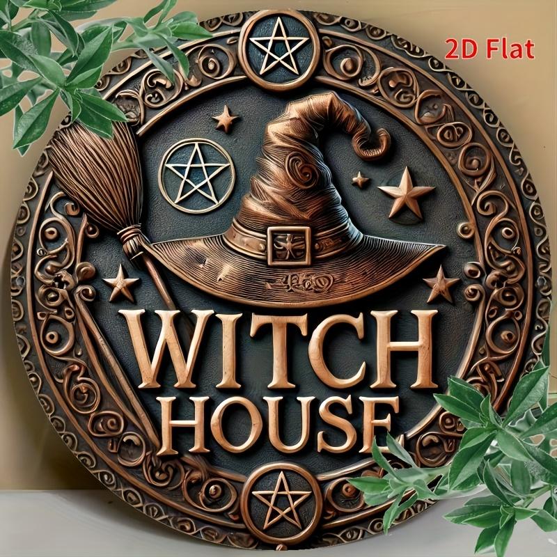 Vintage Witch House Rundes Aluminiumschild