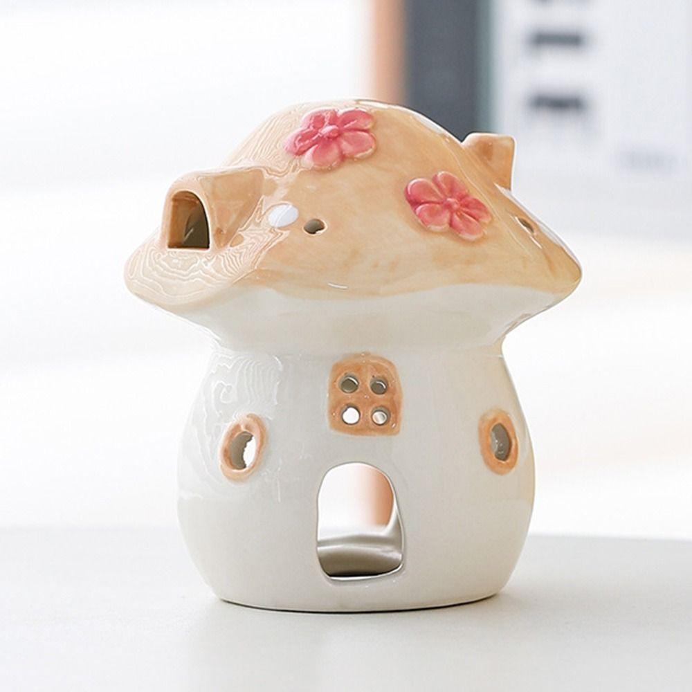 Cartoon Ceramic Aromatherapy Stove Cute Mushroom Incense Burner Mushroom Candle Holder Coffee Shop