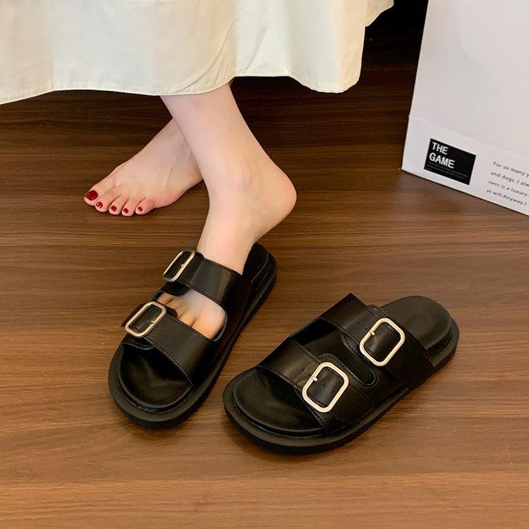 Fashion Beach Shoes Womens Slippers Outdoor Pantofle Slides Platform Low Fashion Sabot 2025 Luxury Rubber Hoof Heels PU Rome Slippers