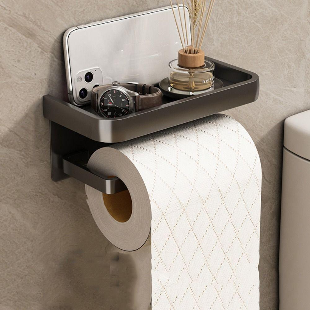 Punch-free Bathroom Tissue Self Baffle Design Tissue Roll Hanger Toilet Paper Holder  Home