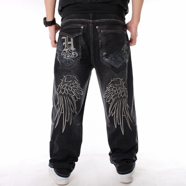 Moda męska Luźne długie spodnie Hip Hop Jean Pant Spodnie w stylu ulicznym Plus rozmiar 30-46