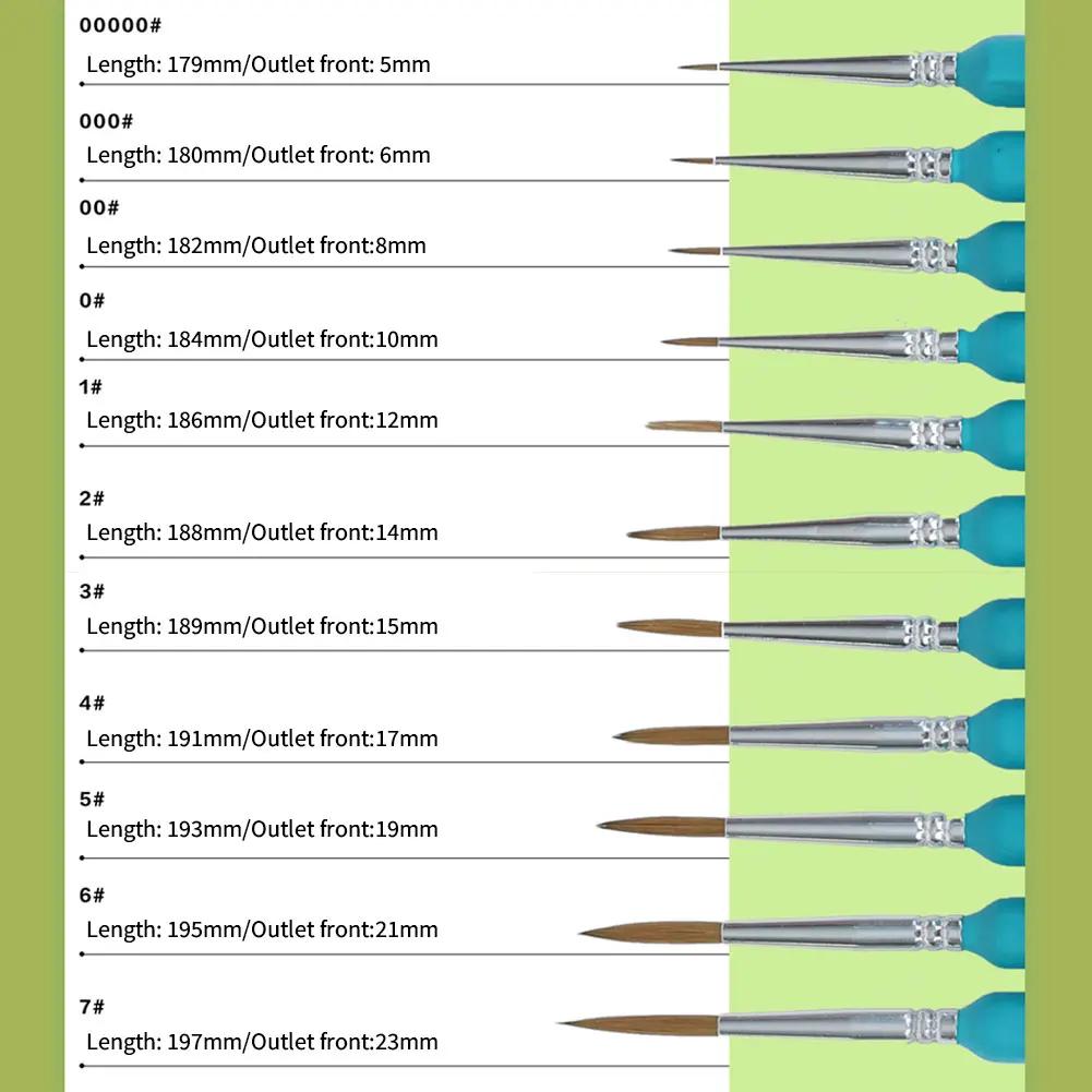 11Pcs Hook Line Pen For Watercolor Oil Painting Extra Fine Soft Wolf Hair Hand Brush Gouache Acrylic Nail Art Drawing