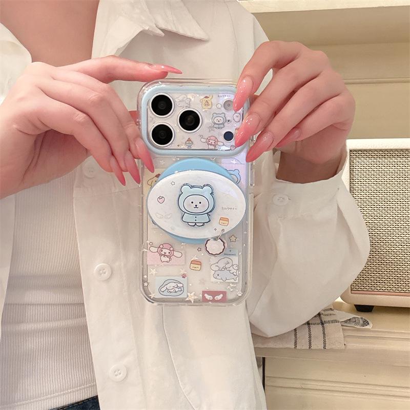 Self-Deprecating Bear Magnetic Sticker Case for iPhone 17 / 16 Pro Max / 15 Pro