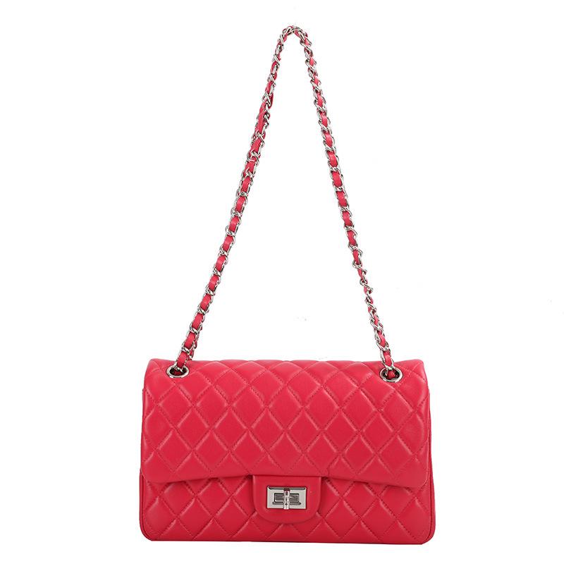 Sheepskin Rhombus Chain Shoulder Bag - 2025 Autumn/Winter Commuter, All-Match, Small Square High-End Ladies' Messenger Bag