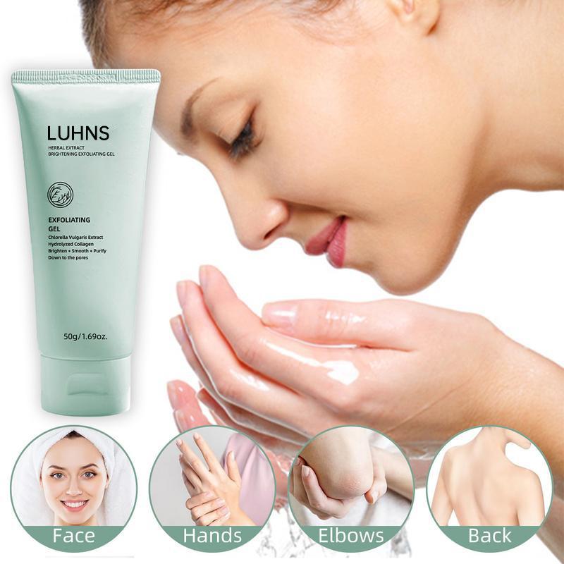 Gel Exfoliant aux Herbes 50g | Nettoyage Profond Doux, Hydratant & Éclaircissant, pour Visage & Corps, Éliminateur de Points Noirs & Peaux Mortes