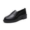 Pointed mid-heel leather shoes women's Japanese uniform shoes college style black-brown loafer single shoe leather