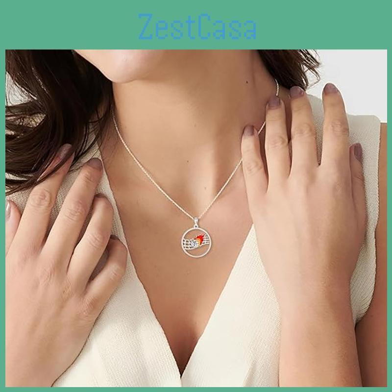 Hollow Volleyball Pendant Necklace Oil Finish Alloy Chain Fashion Enthusiasts