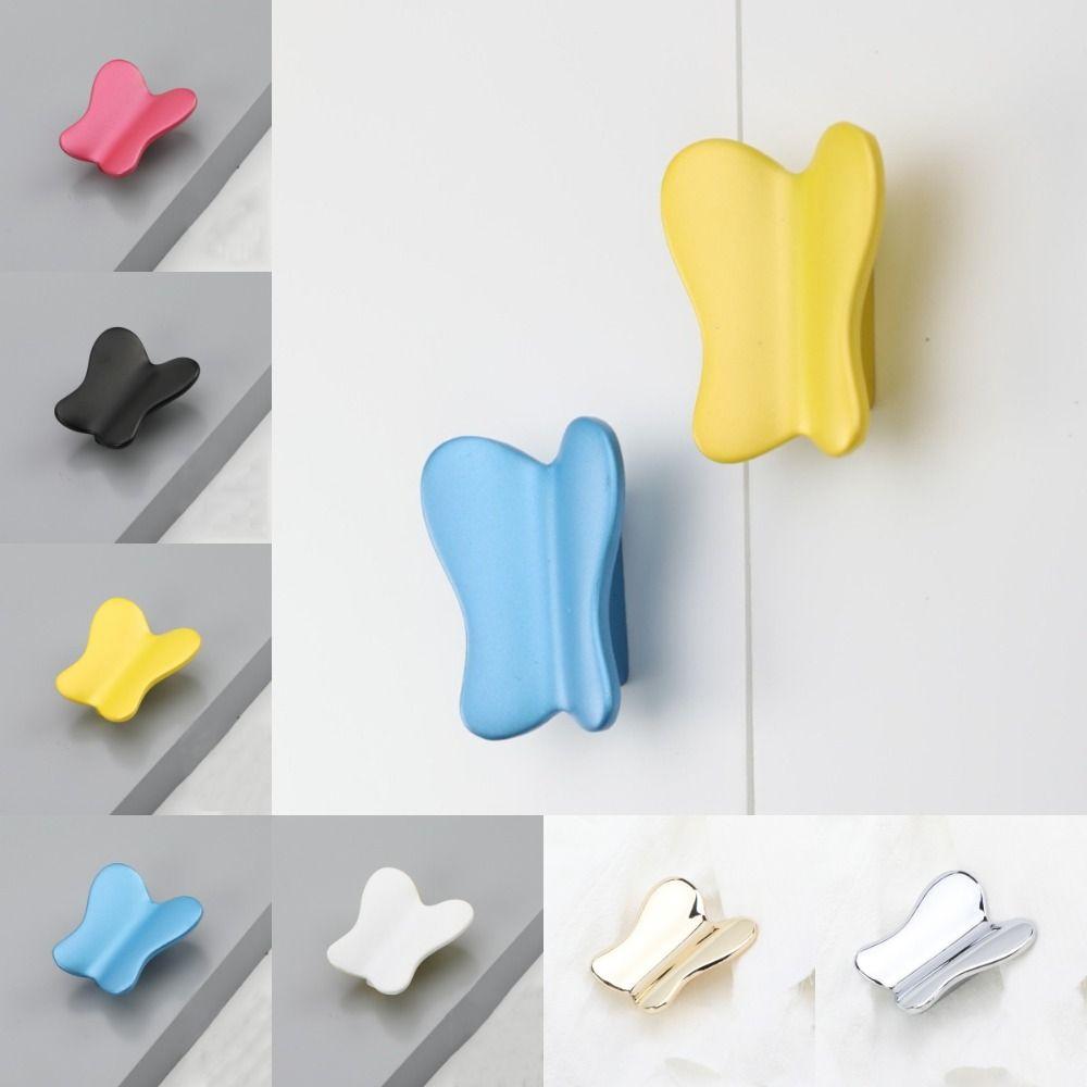 Zinc Alloy Butterfly Door Handles Colorful Cupboard Furniture Handles Wardrobe Pulls Window Cabinets Drawers Knobs Dresser