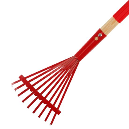 Kids Rake with Hardwood Handle Vibrant Color Head Lightweight Child Size Garden Lawn Rake for Leaves