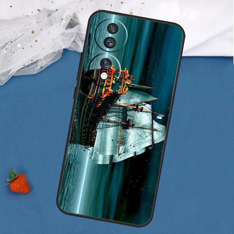Old Ship in Sea Moon Night Case For Honor Magic 7 5 6 Lite 8 Pro 200 400 50 70 90 X8c X8b X9a X9b X9c X9d Win RT Cover