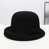 Fashion new French retro cashmere blended basin hat high-end temperament bow elegant small fresh top hat