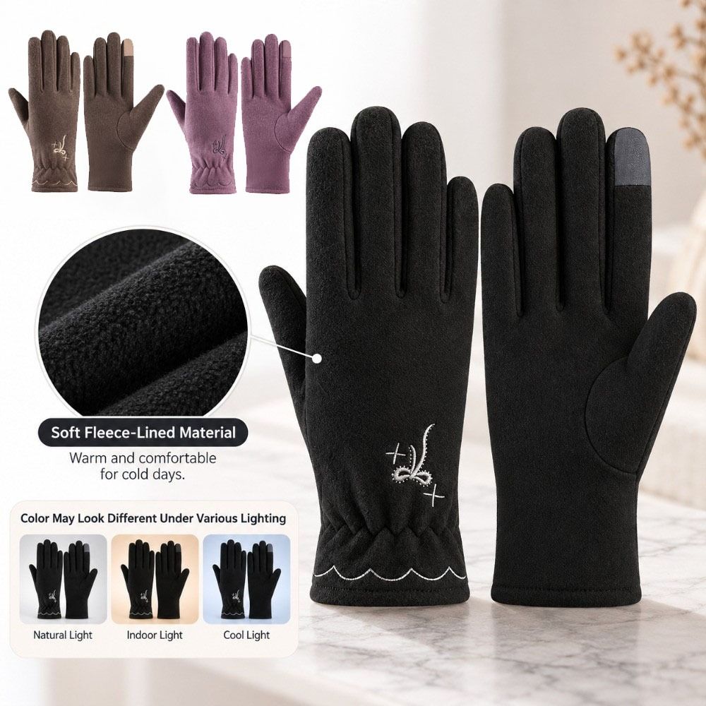 Thickened Warm Touch Screen Gloves Windproof Cold Proof Flip Finger Gloves  Autumn Winter