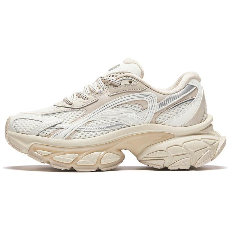 New Anta Star Moon Series Cushioning Slip Resistant Height Increasing Low Top Casual Shoes Women's Ecru 922428816-1