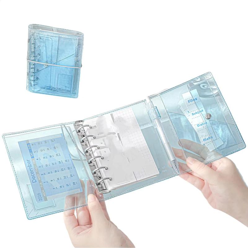 Refillable Clear Pvc Loose Leaf Notebook Fold Accordion Journal Aesthetic Pocket Planner