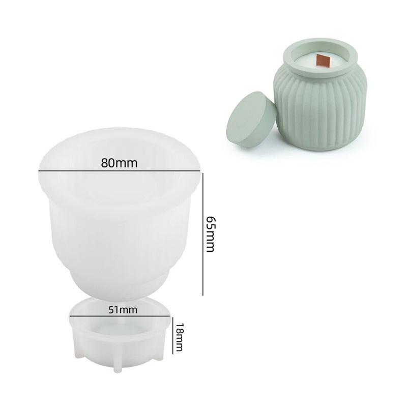 1Set Diy Candle Jar Silicone Mold With Lid - Aroma Wax Jar Making Mold For Resin, Concrete, Gypsum - Mold For Home Crafts