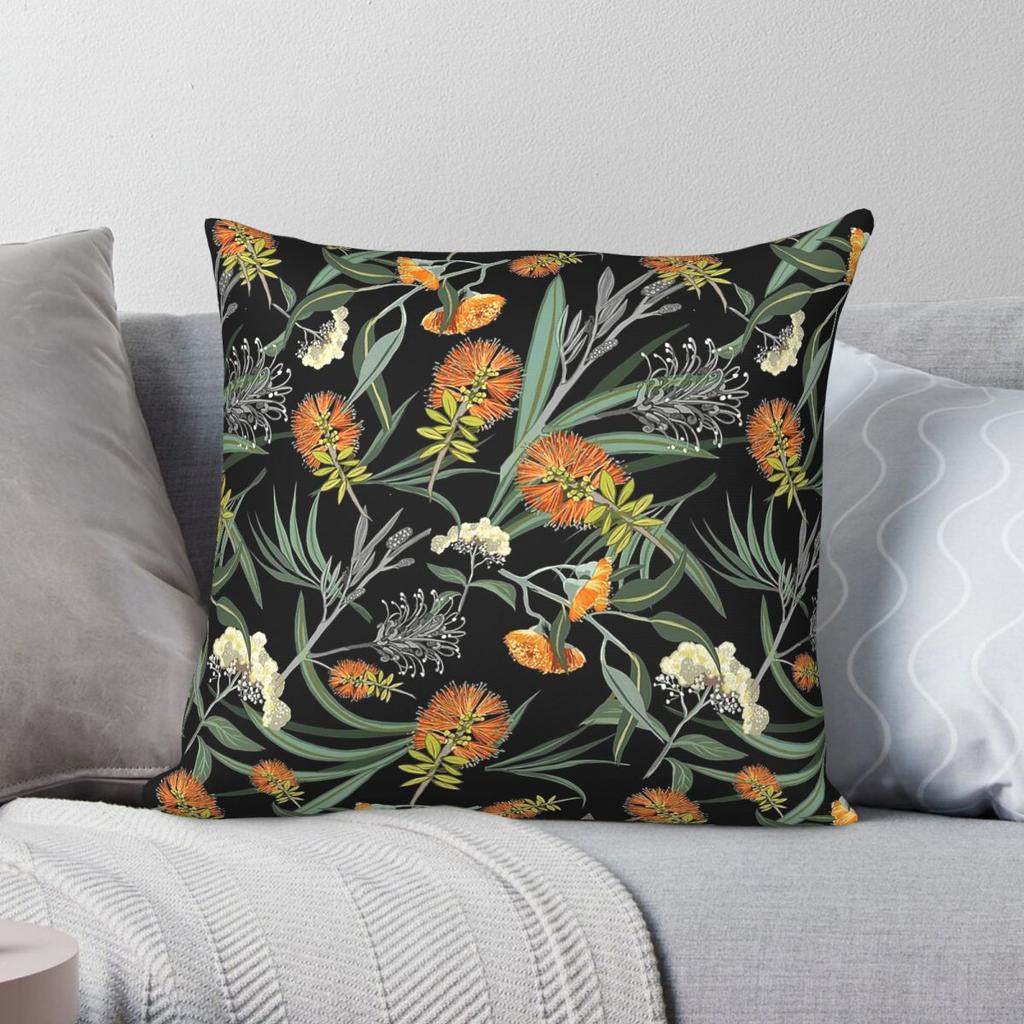 Botanical Australian Natives Boho Square Pillowcase Polyester Linen Velvet Creative Zip Decor Home Cushion Cover Wholesale