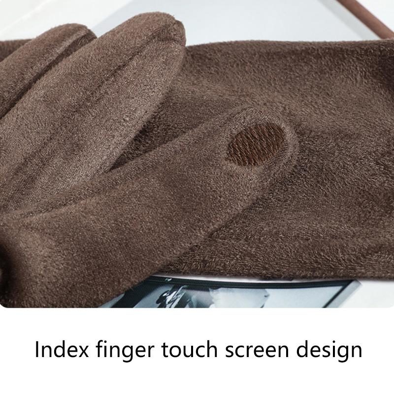 1 Pair Suede Gloves For Women Winter Velvet Gloves Elegant Touch Screen Gloves Riding Driving Keep Warm Outdoor Christmas Gift
