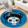 1PCSugar Skull Cat Office Round Area Rug,  Mat Suitable For Office, Under Office Chairs Bedroom Living Room Home Decor, Room Deco