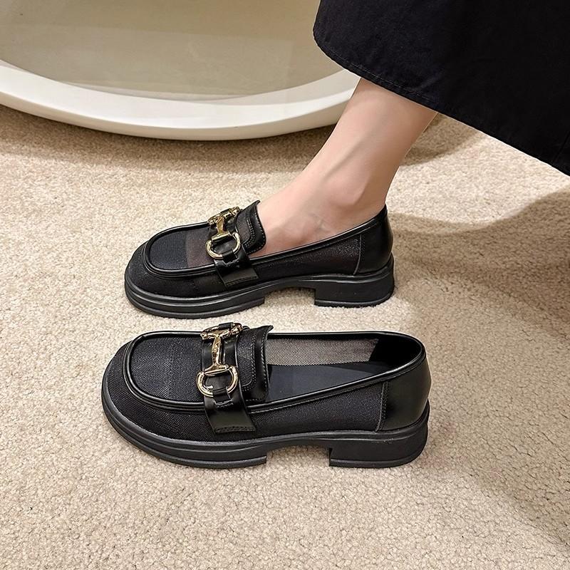 Leather Small Leather Shoes Women's 2024 Summer New British Style Women's Shoes Soft Sole Non-slip Flat Shoes Loafers Women's Single Shoes