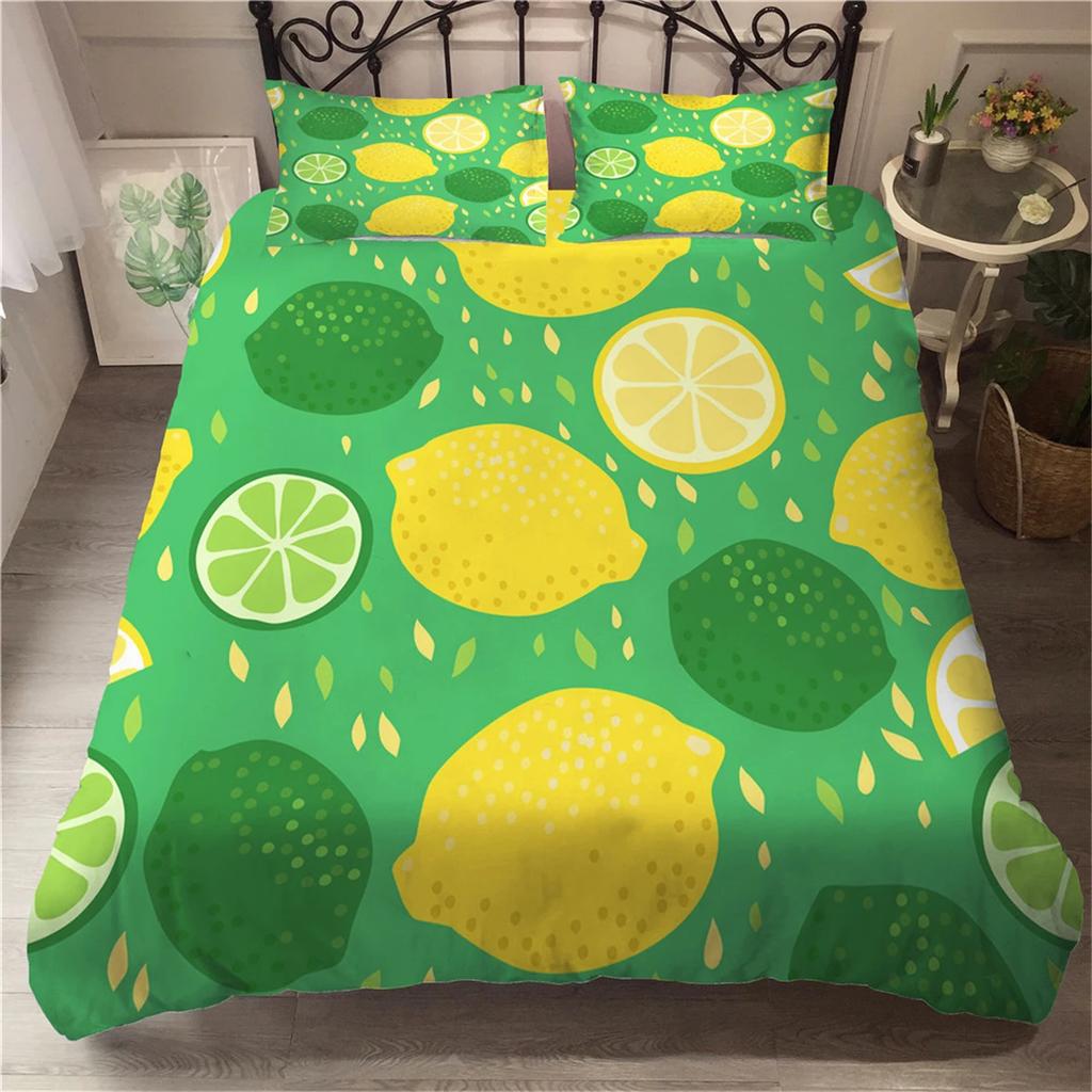 Lemon Printed Yellow Fruit Theme Duvet Cover Cute Cartoon Polyester Quilt Cover For Children Women Gifts For Bedroom Decorations