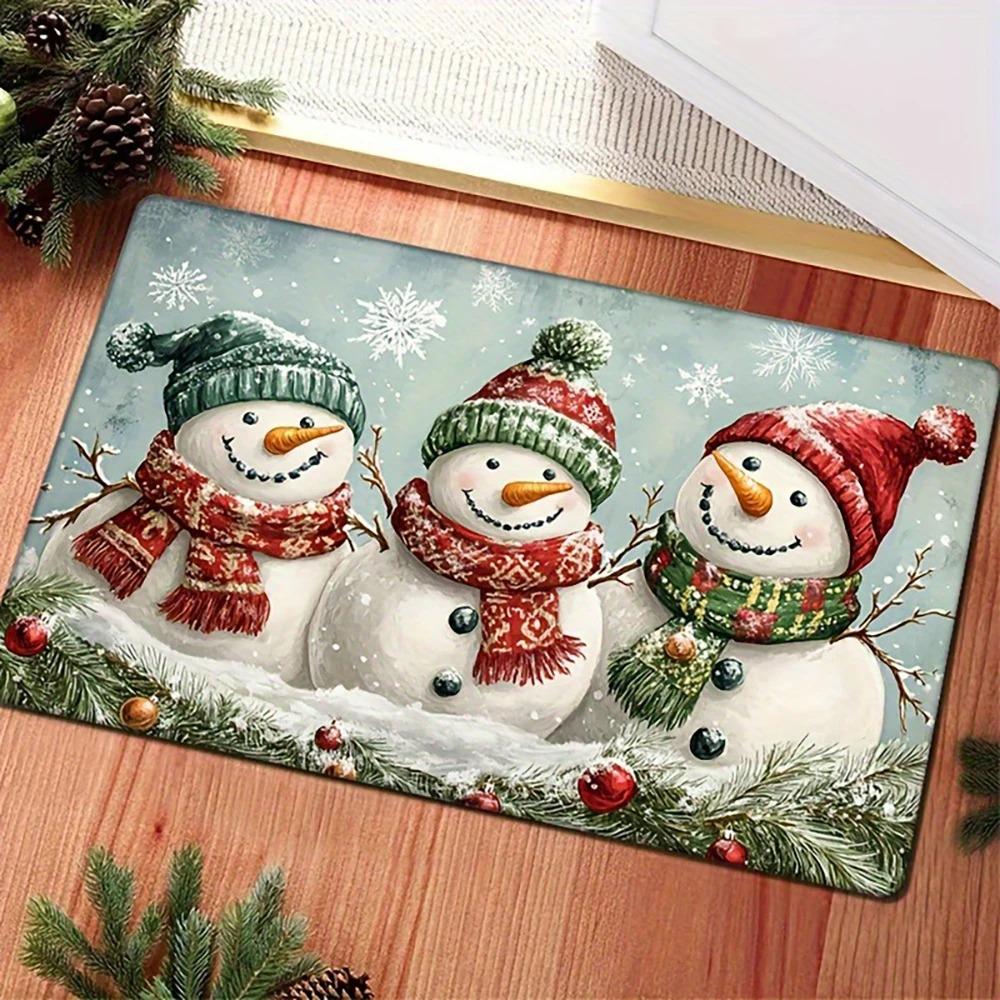 

1pc Snowmen Christmas Doormat for Home , Holiday Indoor and Outdoor Rear Front Door Welcome Mat Winter Door Mat. 30x50cm