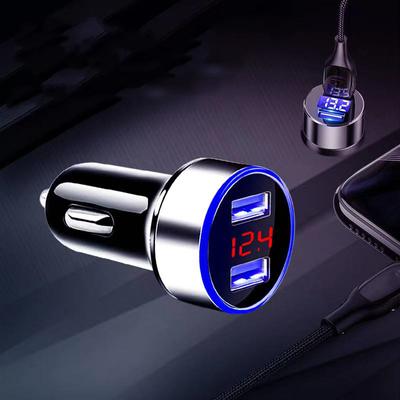 Car Charger Dual Usb Qc 3.0 Adapter Lighter Led Voltmeter For All Types Mobile Phone Charger Smart Dual Usb Charging