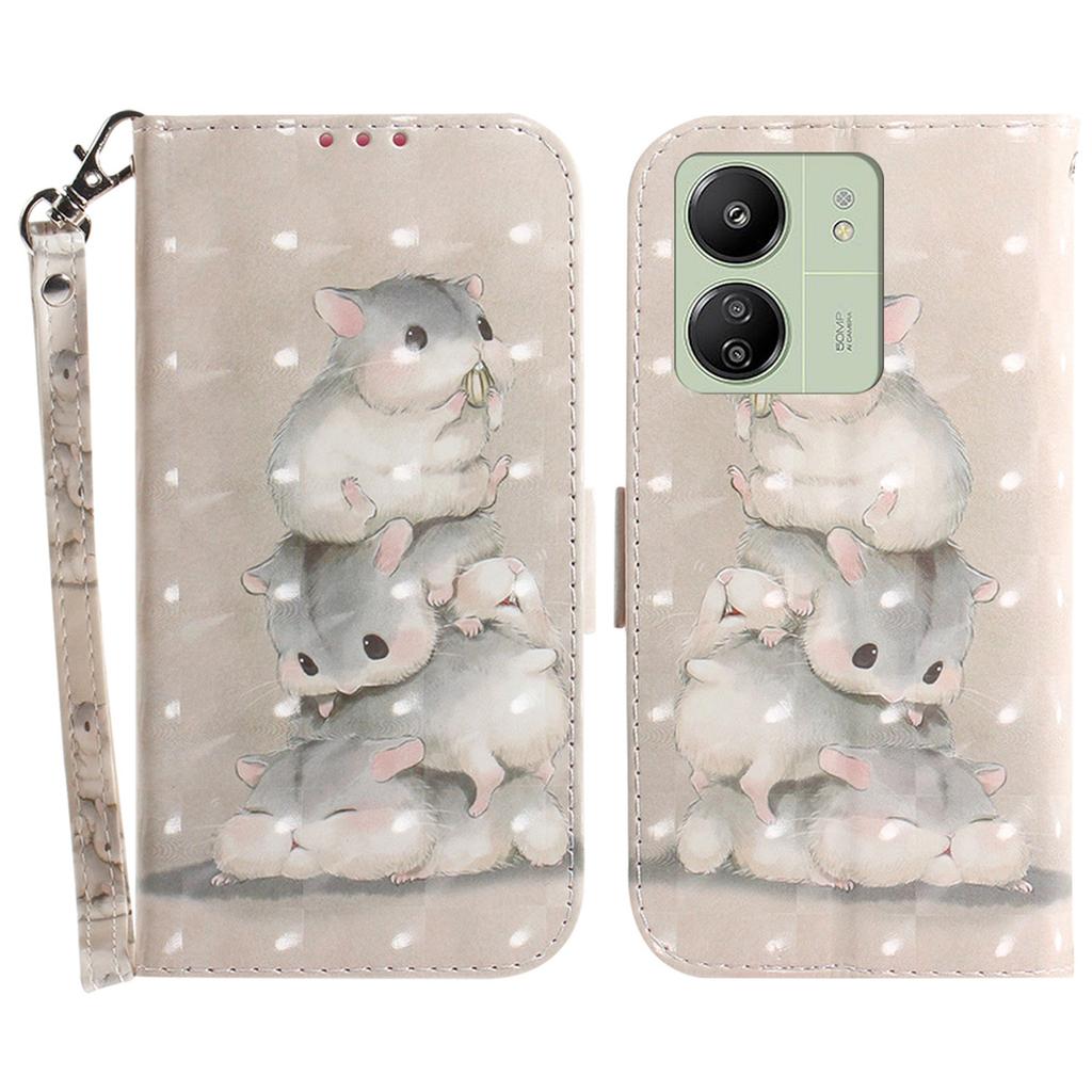 For Xiaomi Redmi 13C 4G/13C 5G/Poco C65 4G/Poco M6 5G/13R 5G Cell Phone Case 3D Pattern Wallet Cover