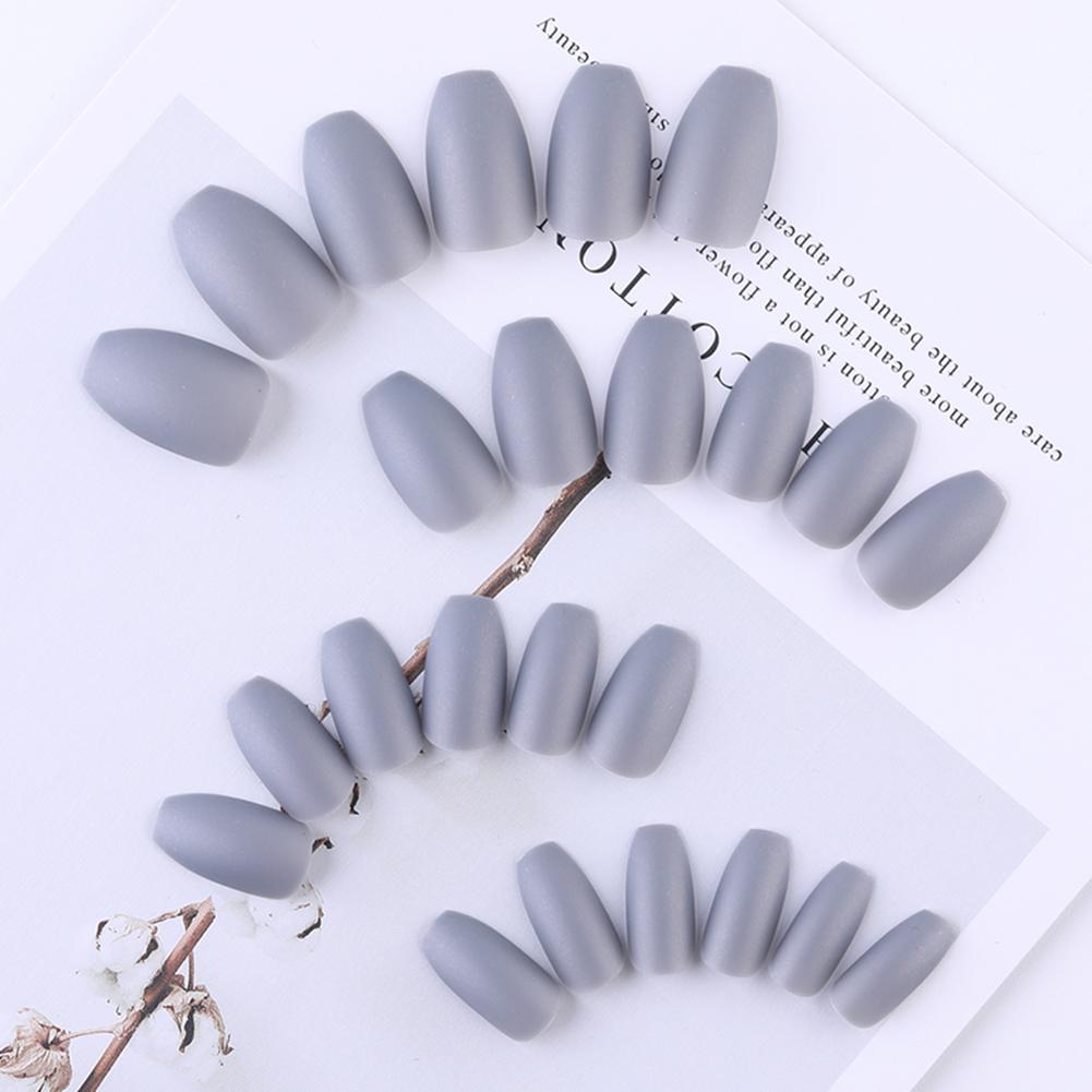 Buy 24pcs Nail Patch Solid Color DIY Scrub Ballet SelfAdhesive Fake