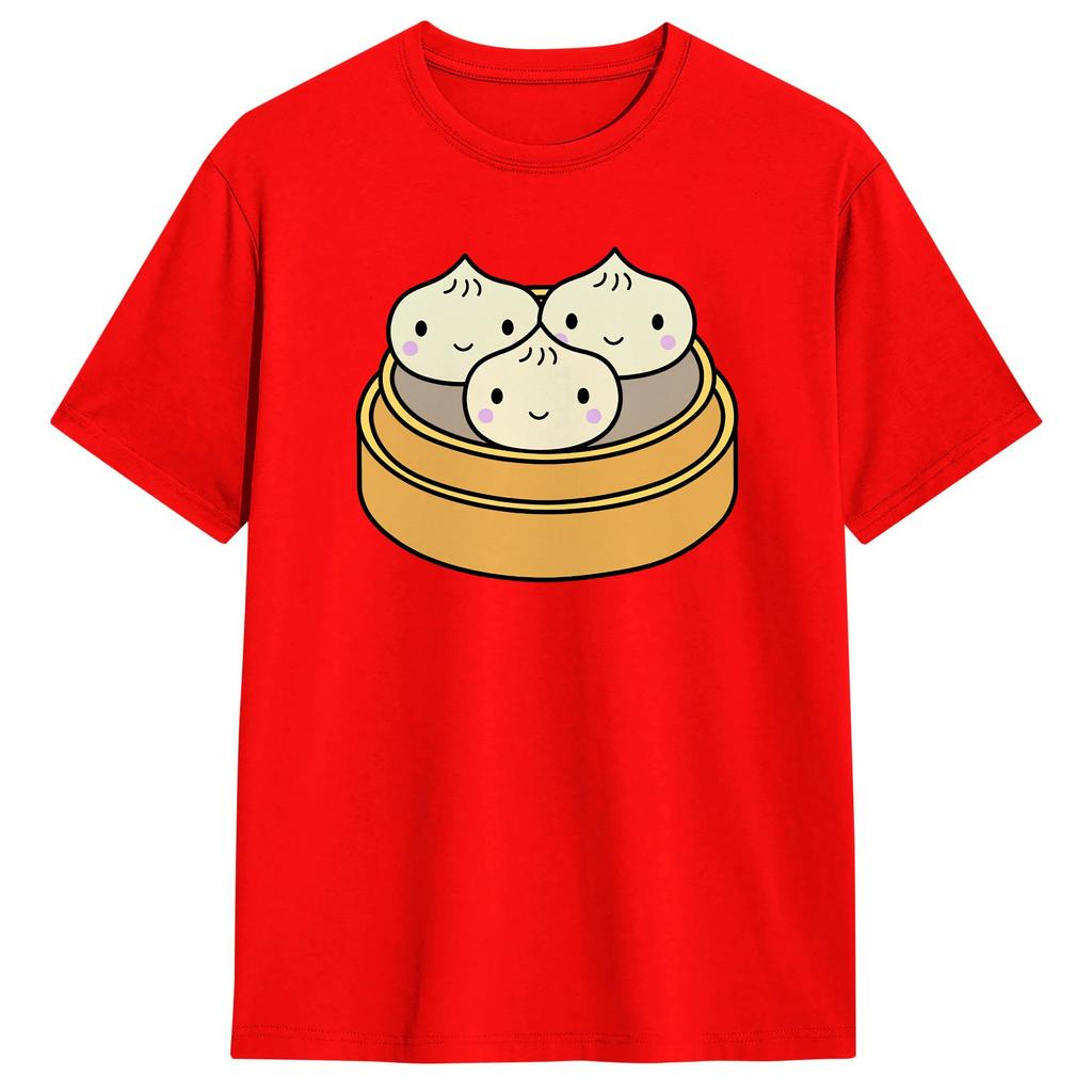 Chinese Xiao Dumpling Food T Shirt Summer Cotton T Shirts For Unisex Fashion Custom DIY Tee Shirt ShortSleeve Vintage Tops