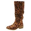 Leopard Women High Boots Pointed Toe Knee High Fashion Shoes Suede Chunky Winter Chelsea Boots 2024 Trend Designer Botas Mujer