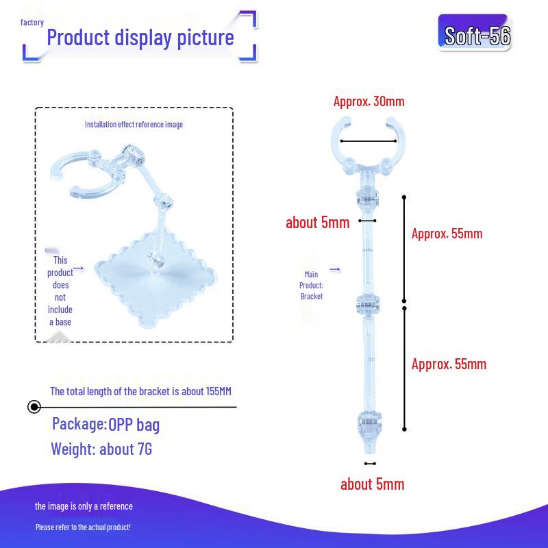 Adjustable Transparent Figure Stand with Bendable Waist Clip - Multiple Sizes