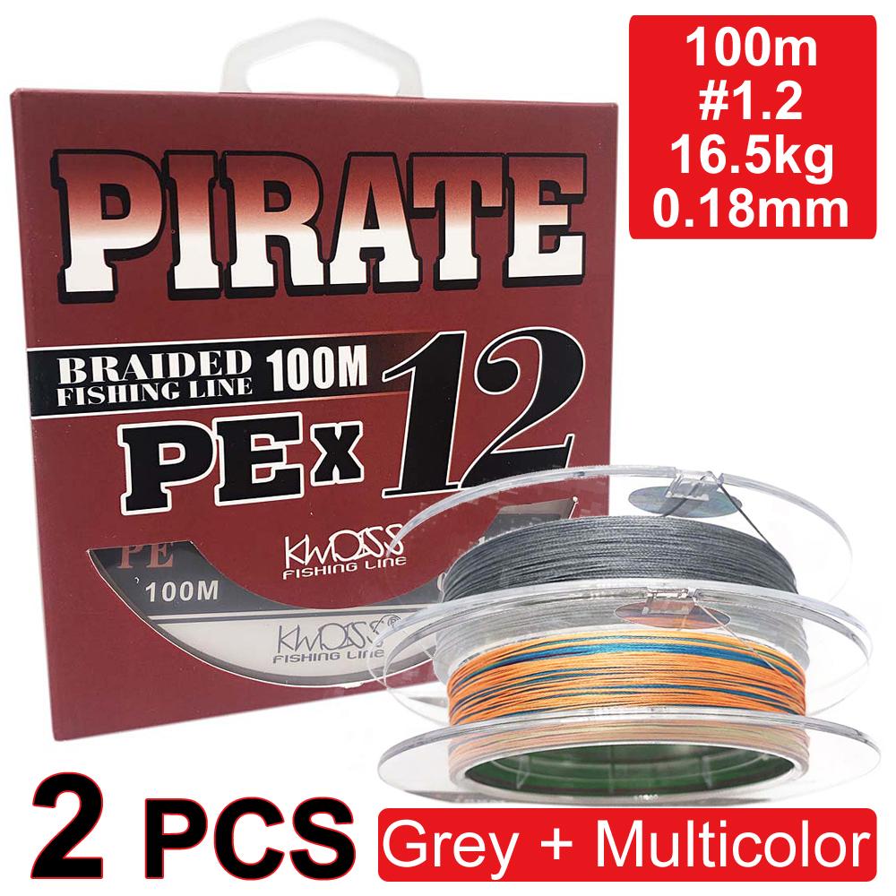 

Шнур для риболовлі PIRATE PEx12, 100m, #1.2, 16.5kg, Dia: 0.18mm, Grey + Multicolor #1.2