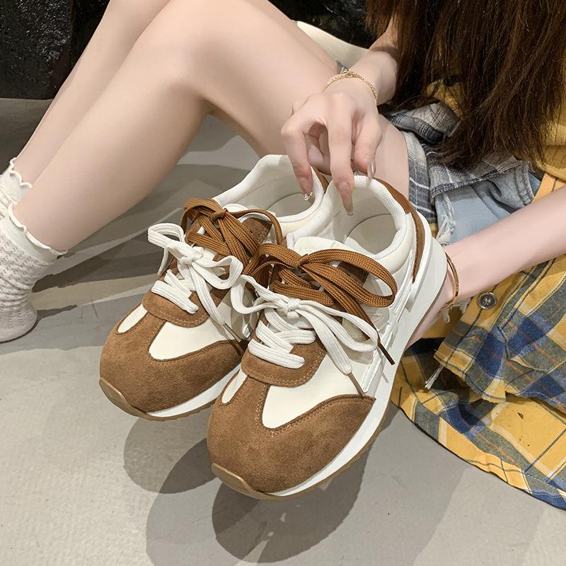 Ugly Cute German Training Shoes Women's 2025 New Student Inner Height Increase Casual Board Shoes Color Matching Sports Retro Forrest Gump