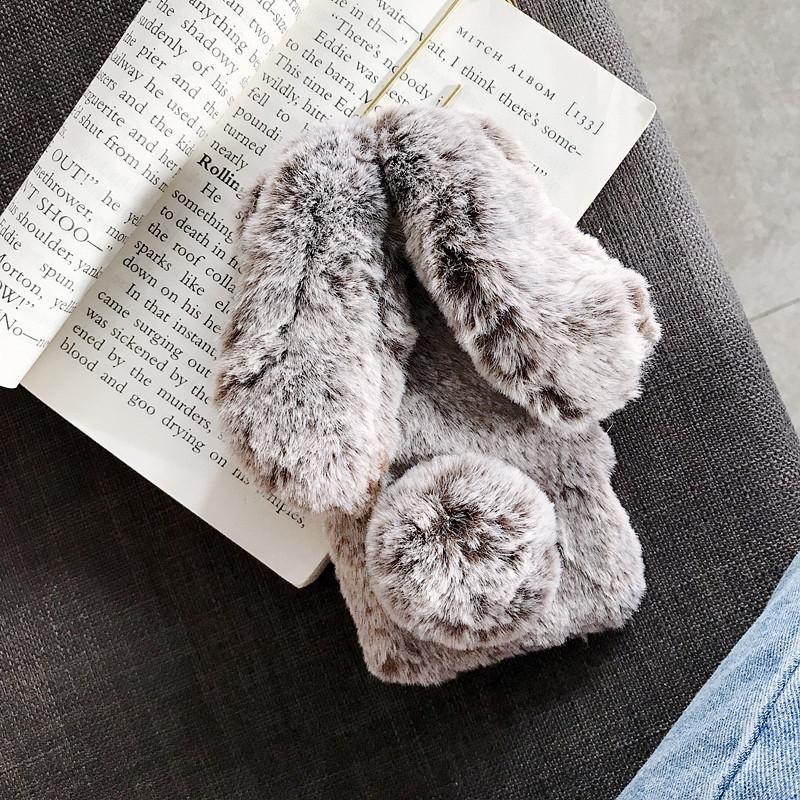 

Теплый пушистый меховой чехол с милым кроликом для iPhone 15 14 13 12 11 Pro Max XR XS MAX 8 7 Plus SE 2020 Samsung S23 S22 S21 S20 Note 20 Ultra A13 A53 A14 Samsung S21 Ultra коричневый