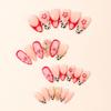 Almond Shape Leopard Print Nails with Steel Bead Flower Embellishments - Luxury Nail Tips for a Chic Manicure